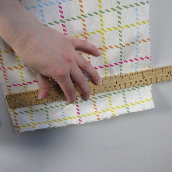 Modcloth Women's Wide Leg Pants 8 Ivory Linen Viscose Rainbow Plaid Preppy 306 - Picture 8 of 11